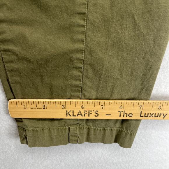 EILEEN FISHER Pants M Stretch Organic Cotton Canvas Tapered Drawstring Green - Picture 13 of 14